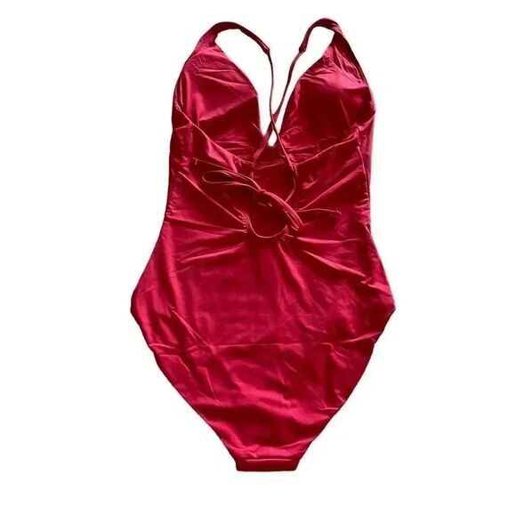 Andie Swim Bali One Piece
Cherry Red Deep Plunge Padded Swimming Suit MT # 1440 - Picture 5 of 11